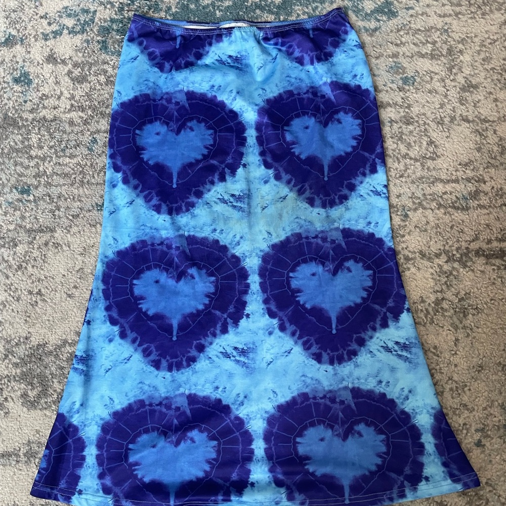Blue Tie-Dye Heart Skirt